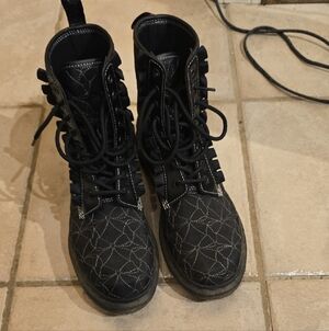 Dr. Martens Black Quilted Lace-Up Combat Boots